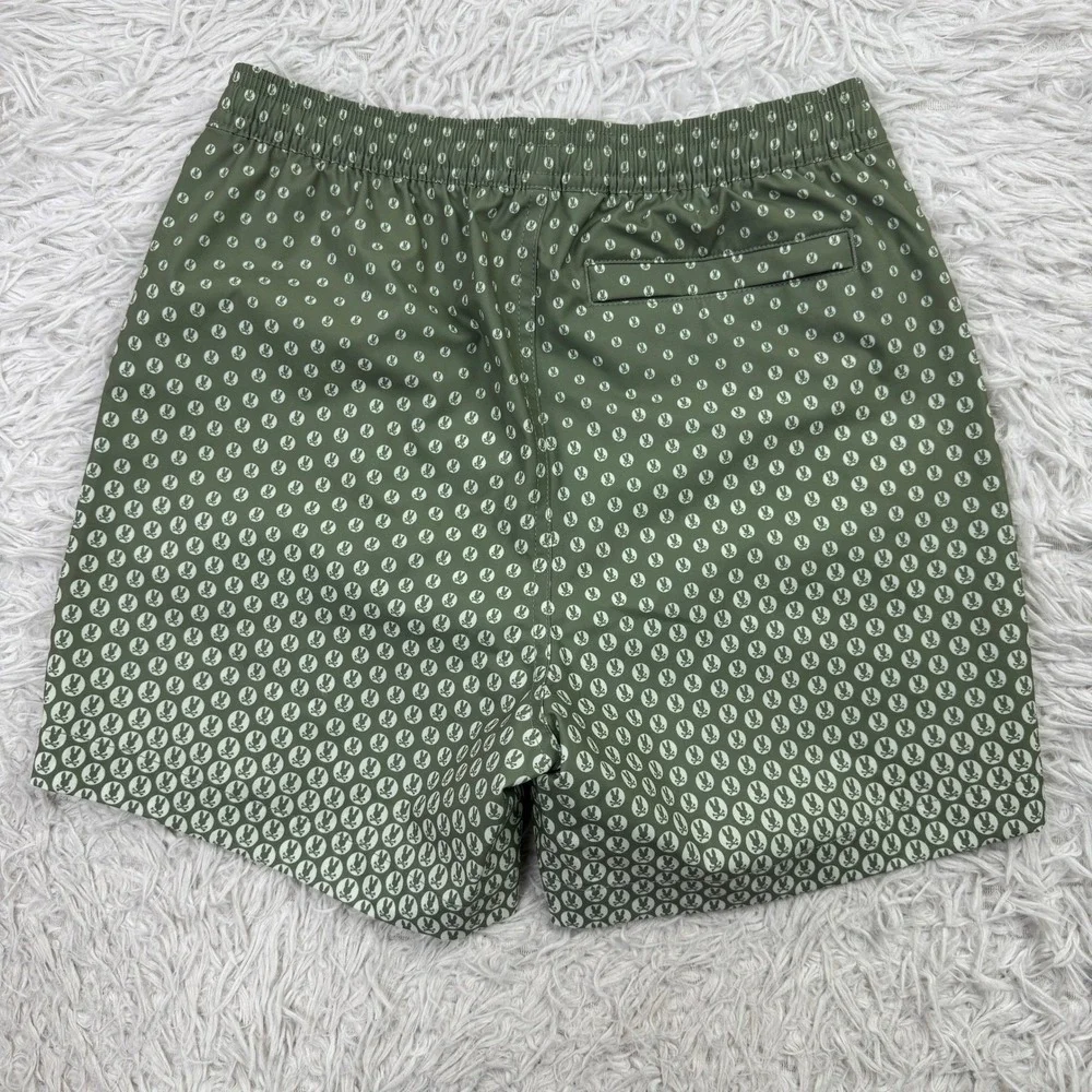 NWT Psycho Bunny Shorts Boys Medium 10-12 Green Bendigo AOP Lined Swim Trunk M